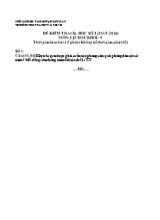 Đề kiểm tra 15p học kì I Lịch sử lớp 9 (Có đáp án) - Năm học 2015-2016 - Trường THCS Mỹ Bình